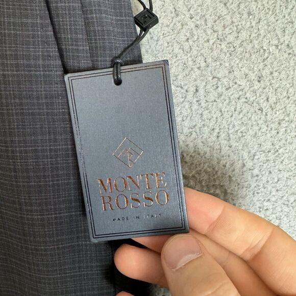 Monte‎ Rosso Pants Mens 34x32 Grey Flat Front Wool Pants Italy Front Pockets - Picture 8 of 8